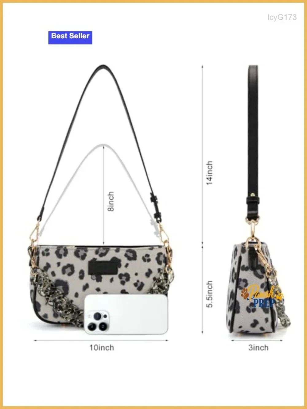 Wrangler Cheetah Print Hobo Bag with Leather & Acrylic Straps Faux Leather